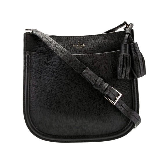 Kate Spade Black Pebbled Leather Crossbody Satchel Bag, Tassel Detail, Like New - Picture 13 of 13
